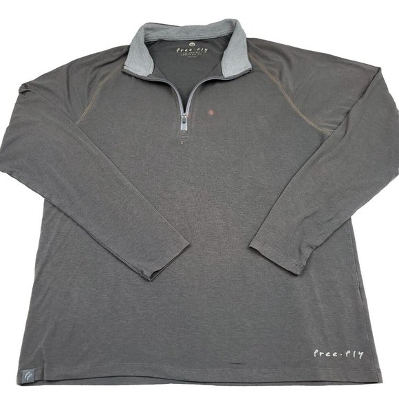 Free Fly Mens M‎ Shirt Polo Bamboo Performance Gray Long Sleeve Henley - Issues - Picture 1 of 15